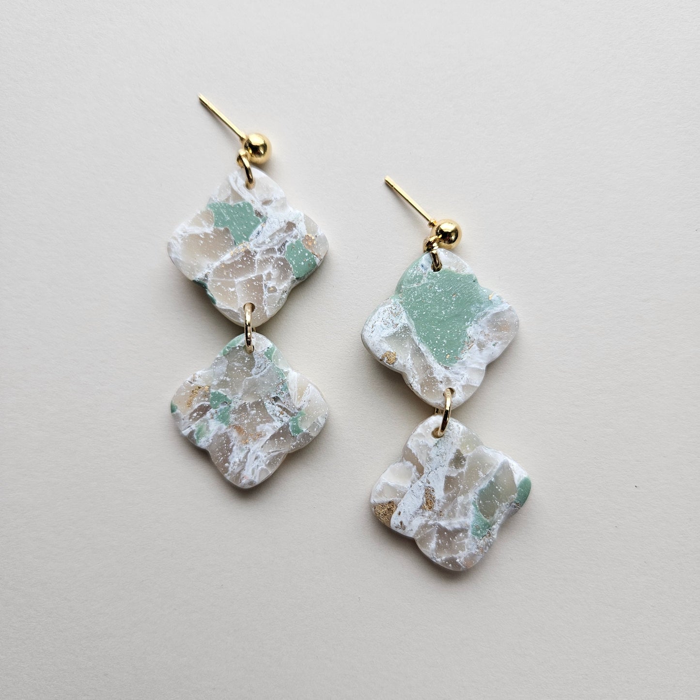 Turquoise Sea Faux Marble Polymer Clay Handmade Earrings