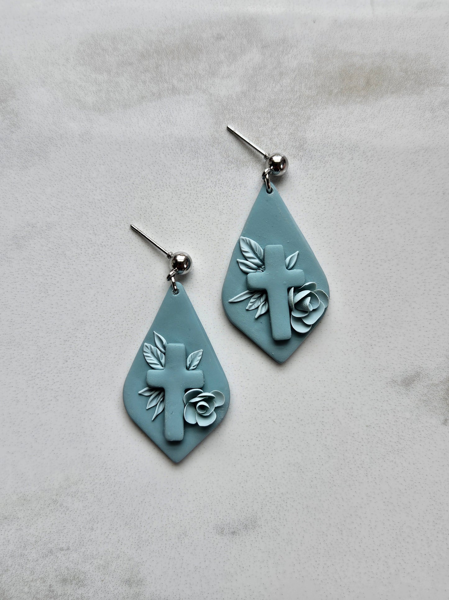 Faith Floral Handmade Polymer Clay Stud Earrings