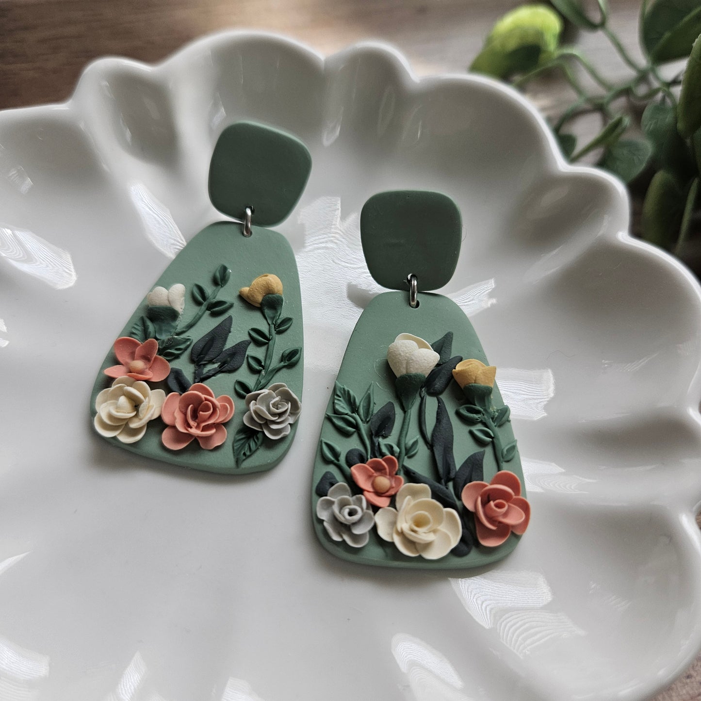 Peachy Garden Handmade Polymer Clay Stud Earrings