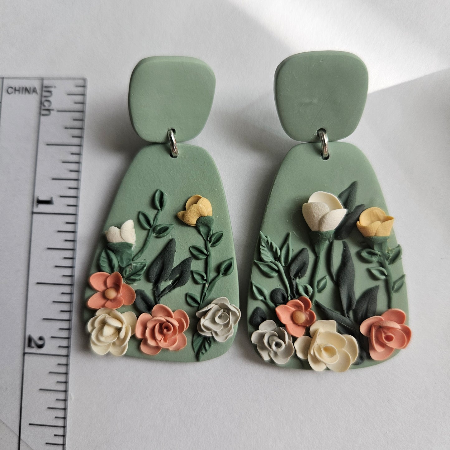 Peachy Garden Handmade Polymer Clay Stud Earrings