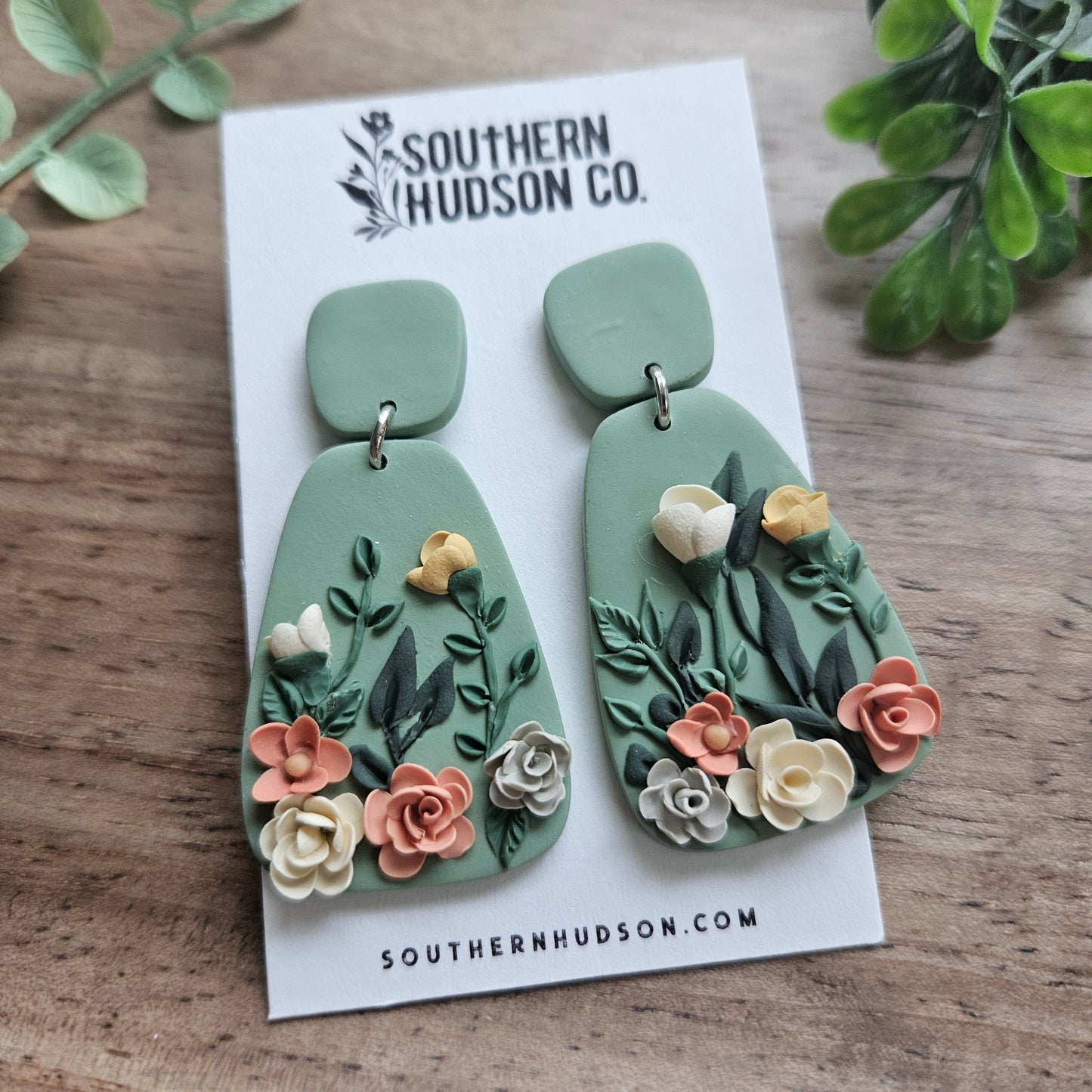 Peachy Garden Handmade Polymer Clay Stud Earrings