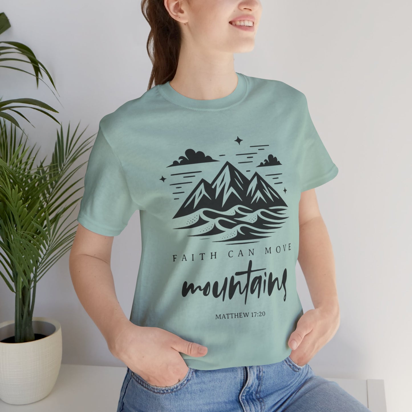 Faith can Move Mountains Unisex Jersey Short Sleeve Tee Christian Bella Canva Christianity Jesus T-Shirt Religious