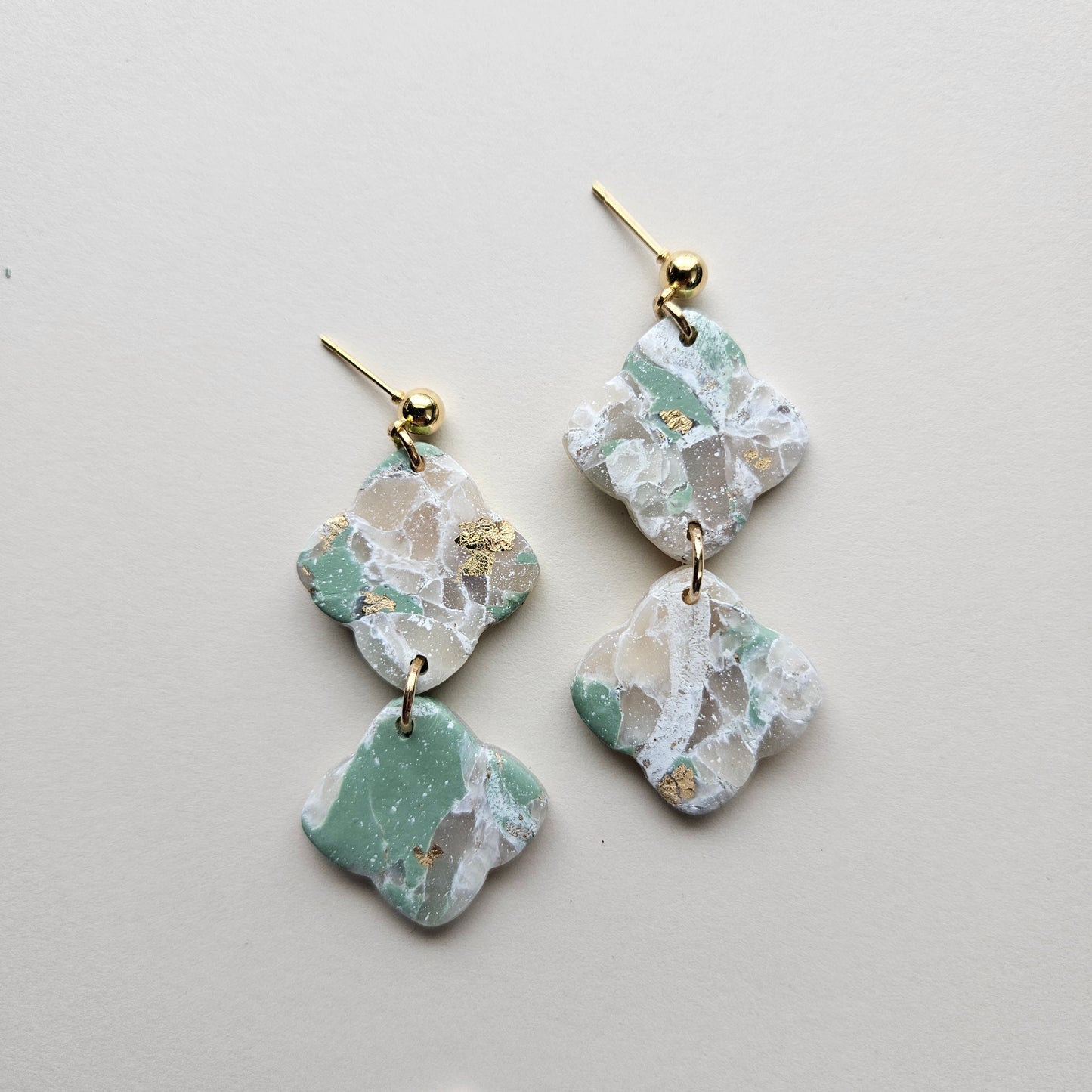 Turquoise Sea Faux Marble Polymer Clay Handmade Earrings