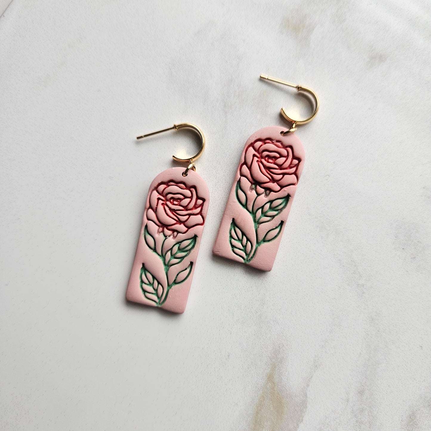 Rosey Pink Handmade Polymer Clay Earrings